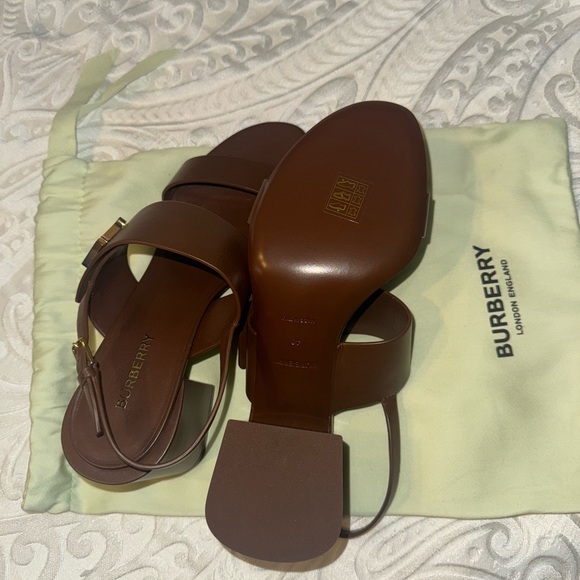 Burberry Brown Leather Sandals with Ankle Strap
